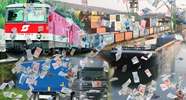 Verkehrsträger, Schiff, Schiene, Lkw